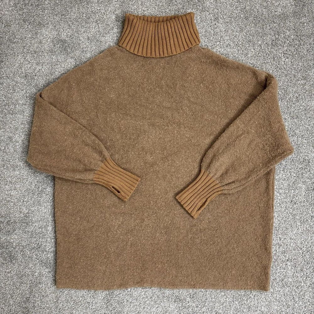 OFFLINE By Aerie Sweater Womens Medium Brown Turtleneck Balloon Sleeve Thumbhole